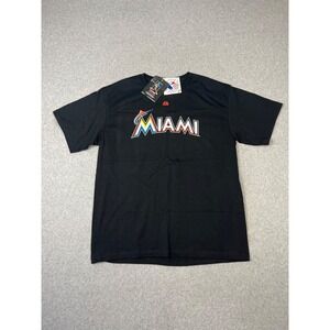 Miami Marlins Shirt Mens L Black Jose Reyes #7 Majestic Short Sleeve MLB